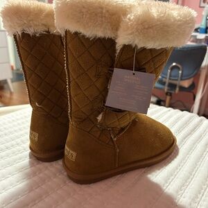 Warm Quilted Kids Boots with Faux Fur Lining